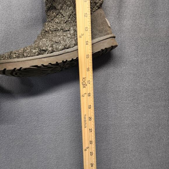 UGG Australia Boots Womens Size 7 Gray Lattice Cardy Sweater Knit Tall 3066 - Picture 12 of 12